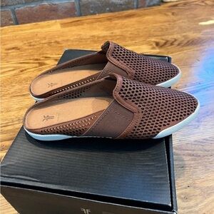 Frye Brown Perforated Mules
